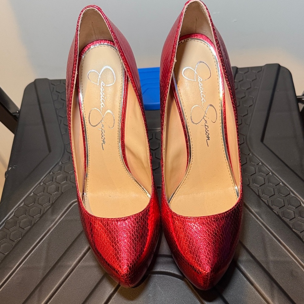 Jessica Simpson Shimmering Red Heels